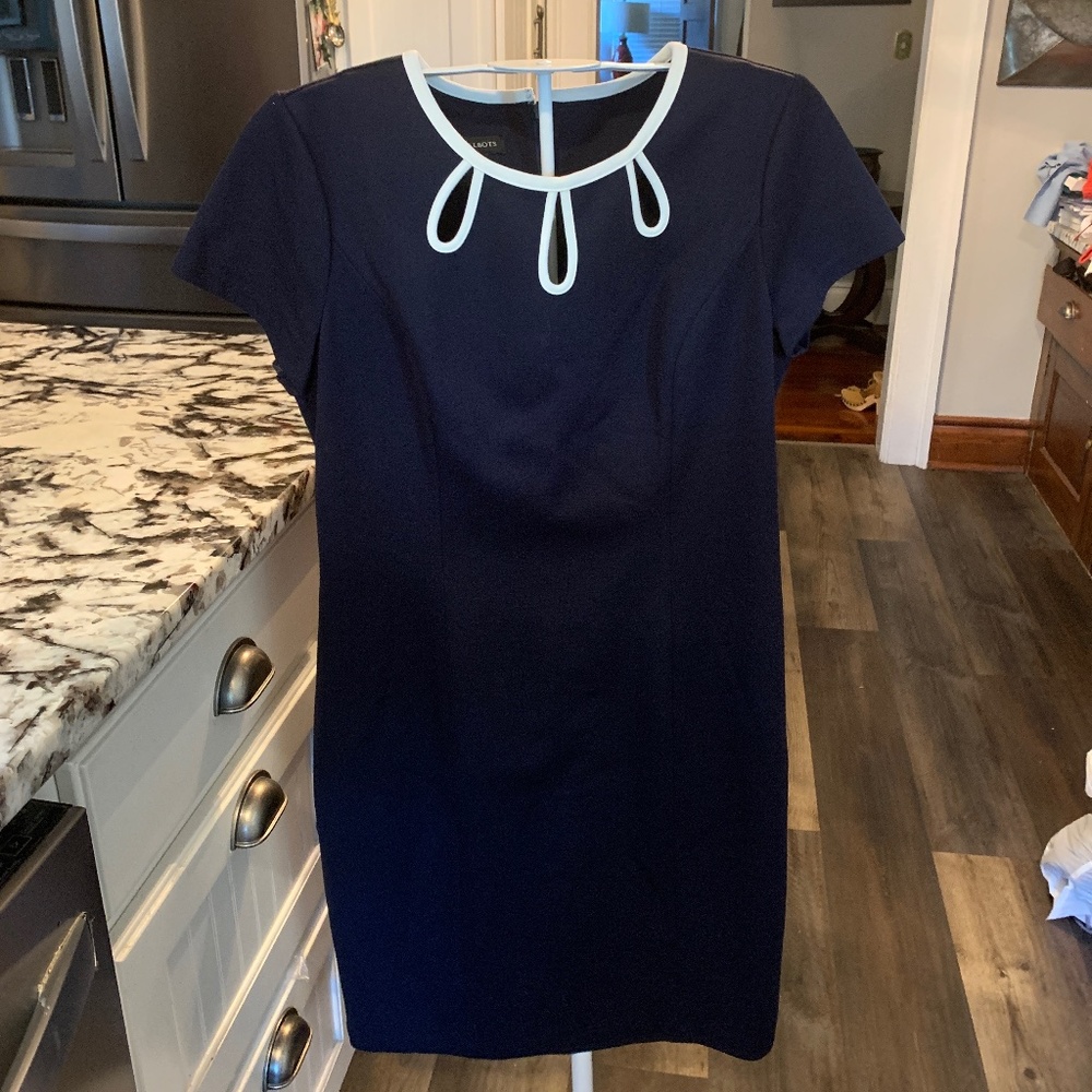 Talbots Navy stretch sheath dress. Never worn. 178 retail